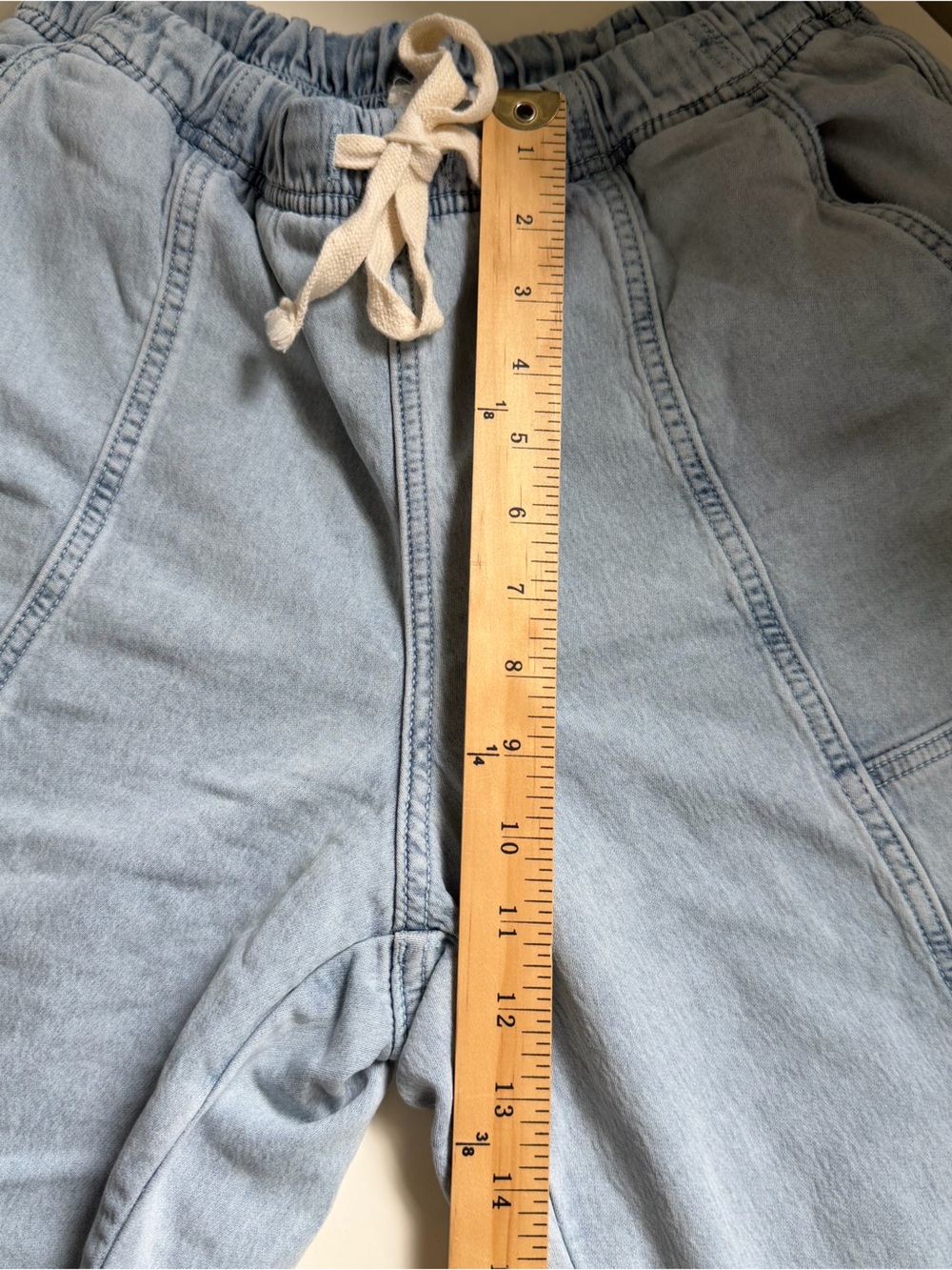 Aerie Pants Me-Day Tie Waist Pant Cotton Denim Light Wash Size Medium - Picture 8 of 10